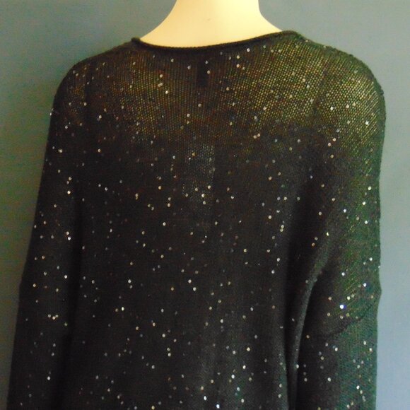 Eileen Fisher NWT Merino Wool Charcoal Gray Sequin Sweater 1X - Picture 10 of 12